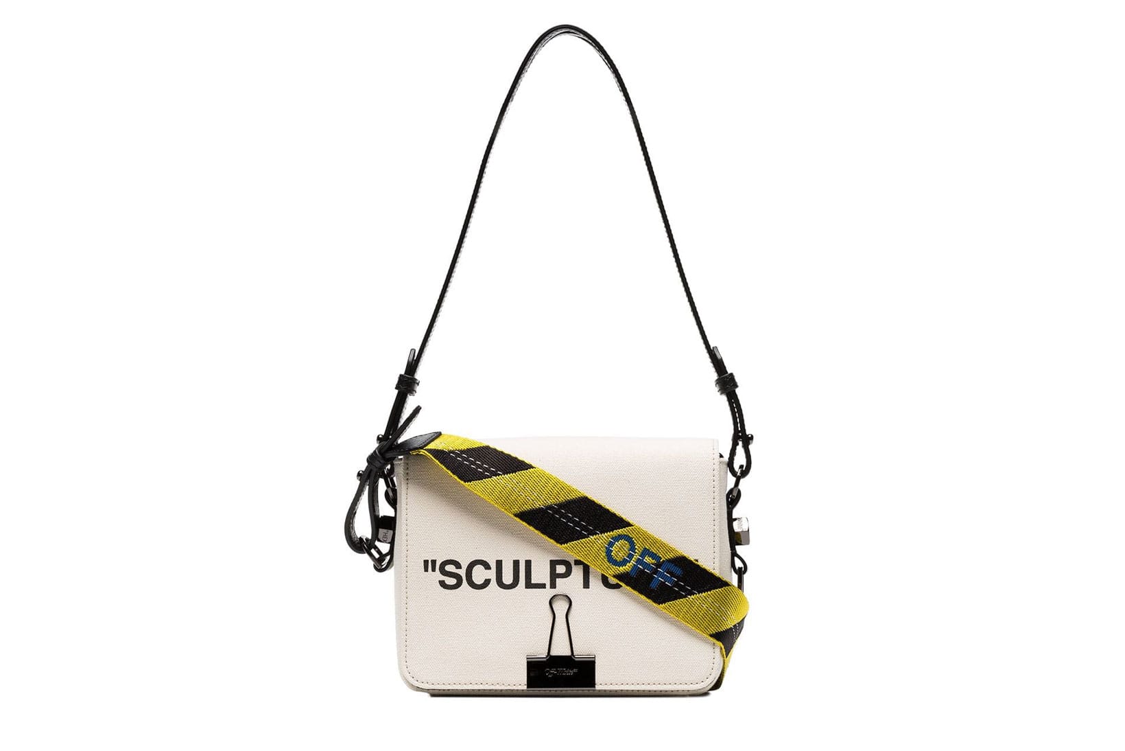 OFF-WHITE Industrial Strap Logo Print Crossbody Khaki/White/Yellow in  Leather with Silver-tone - US